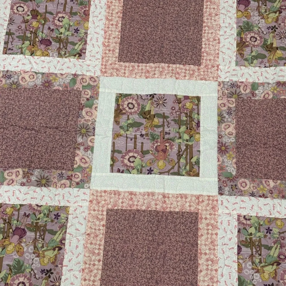 Ozark Piecemakers‎ Quilt Guild Handmade Fairy Floral Patchwork Baby Quilt Purple